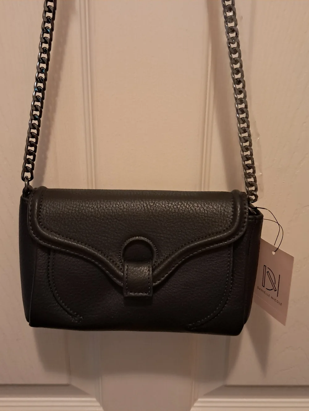 Danielle Nicole Henley Navy Blue Leather Chain-Shoulder Crossbody Bag - Picture 3 of 7